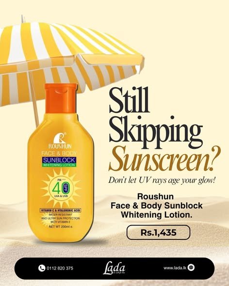 Roushun Face & Body Sunblock Whitening Lotion SPF 40 200ml