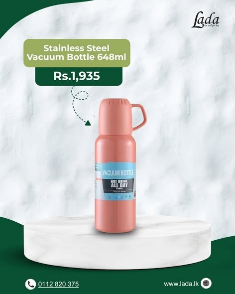 Stainless Steel Vacuum Bottle — Peach 648ml