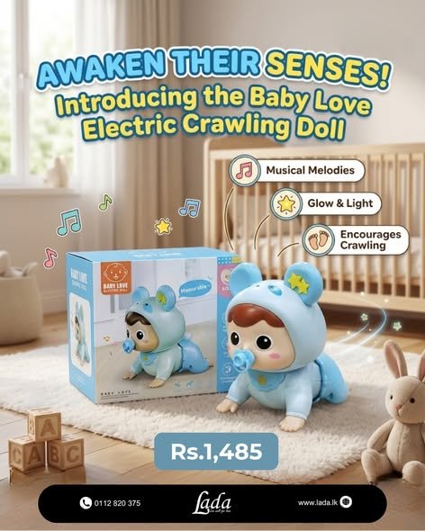 Baby Love Electric Crawling Doll — Blue