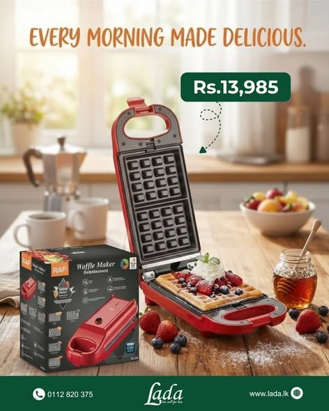 RAF Premium Waffle Maker — Red