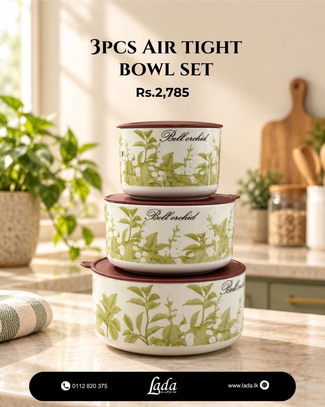 3-piece Airtight Bowl Set — Bell Orchid — Facebook product photo