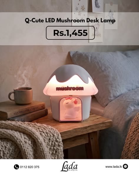 Q-Cute LED Mushroom Desk Lamp — White Companion