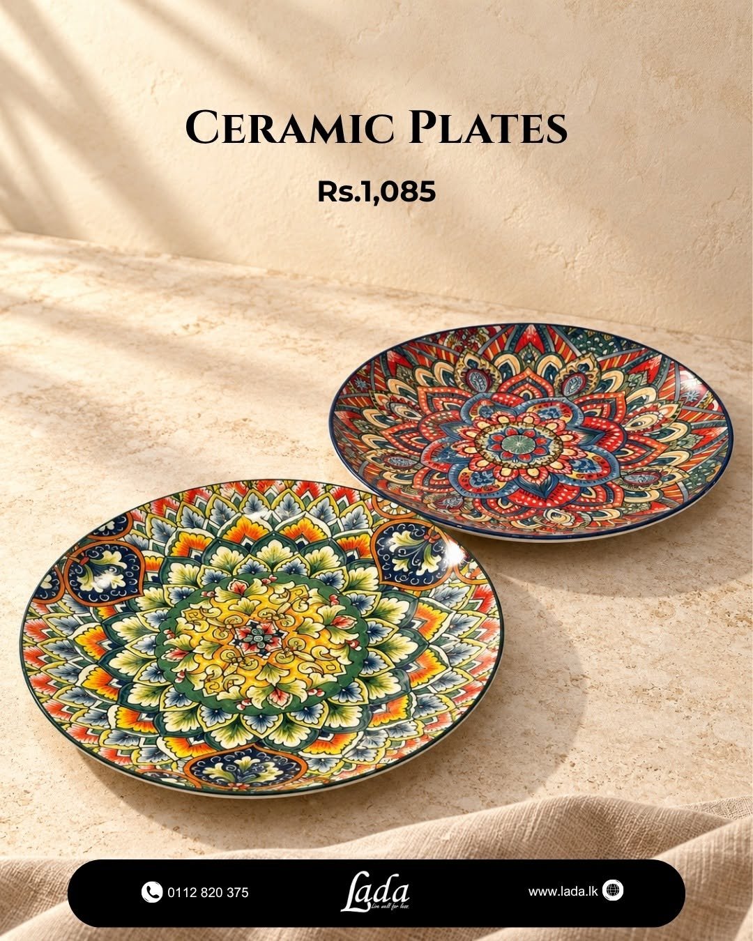 Mandala Ceramic Flat Dinner Plate — Facebook product photo