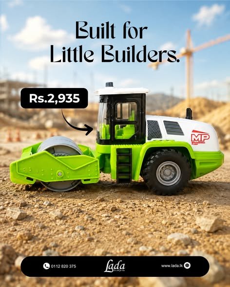 Green Steamroller Construction Toy