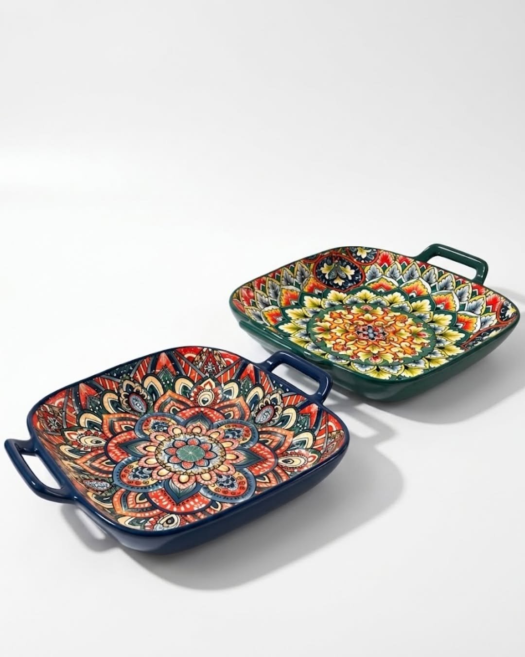Mandala Ceramic Dual-Handle Square Serving Tray — Facebook product photo