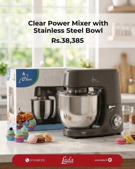 Clear Power Mixer with stainless steel bowl