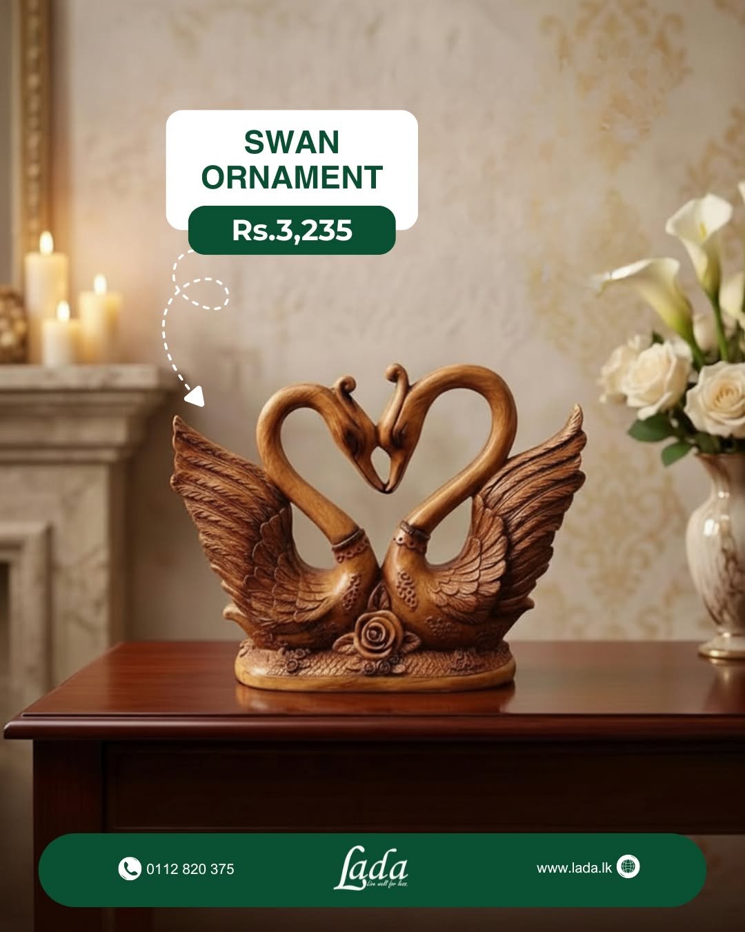 Swan Ornament — Heart Shape