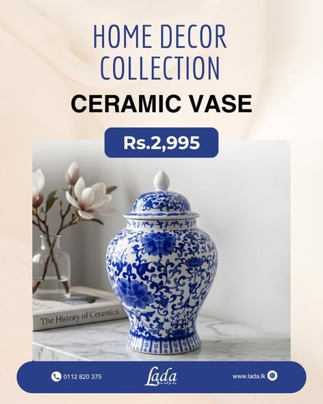 Classic Blue & White Ceramic Vase