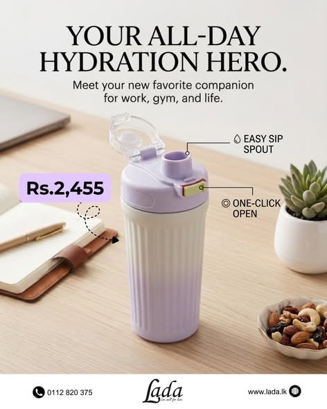 All-Day Hydration Hero — Purple & White