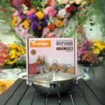 Orange Triply Stainless Steel Deep Kadai with Glass Lid 2.5L 22cm Diameter